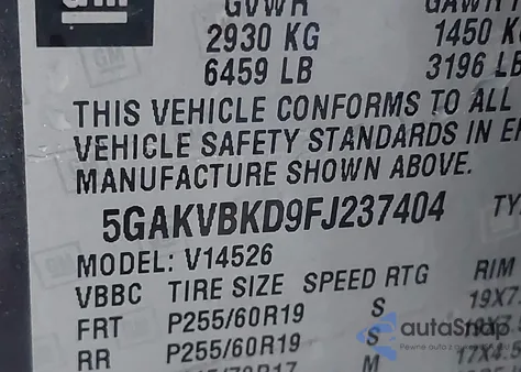 2015 Buick Enclave Leather z USA, uszkodzony, nr VIN 5GAKVBKD9FJ237404